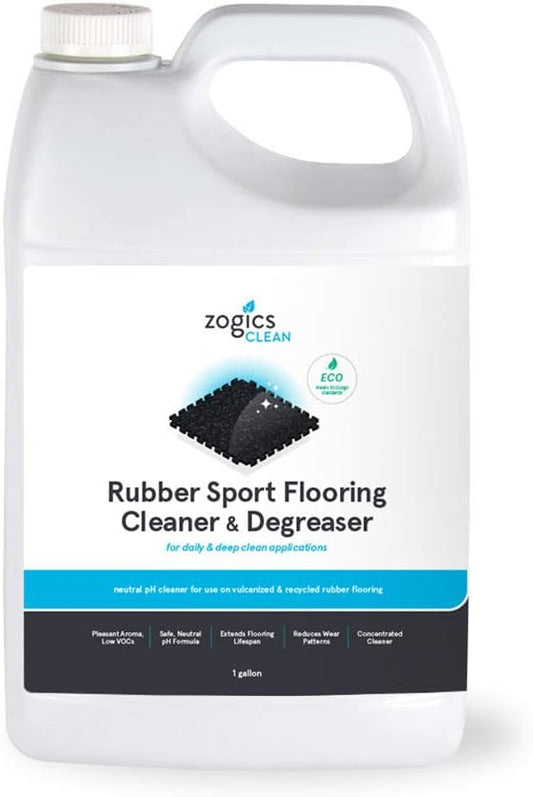 Zogics Rubber Flooring Cleaner and Degreaser – Cleaner Concentrate and Heavy Duty Degreaser for Rubber Floors and Mats, Biodegradable and Non Toxic Cleaner (1 Gallon)