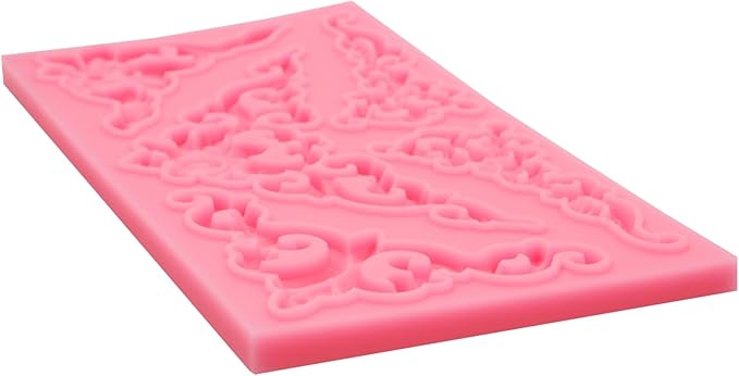 Baroque Corner Silicone Molds, Curlicues Relief Scroll Chocolate Cake Border Molds, Filigree Flower Lace Fondant Baking Molds for Cake Decoration Cupcake Topper Candy Gum Paste Clay Resin