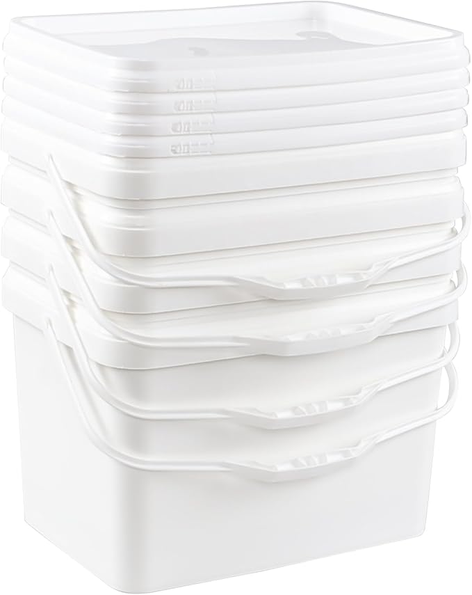 5.3 Gallon Food Grade Buckets with Lids, 4 Packs Plastic Storage Bucket with Handle and Seal Lid