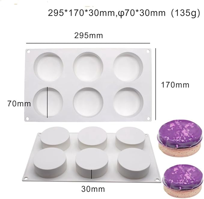 Cake Round Cylinder Cake Molds Silicone Molds for baking cookie Chocolate Covered Bakeware Pastry Mould Round Cupcake Cake Pan (Round K_11.8 X6.8 X1.2 inch)