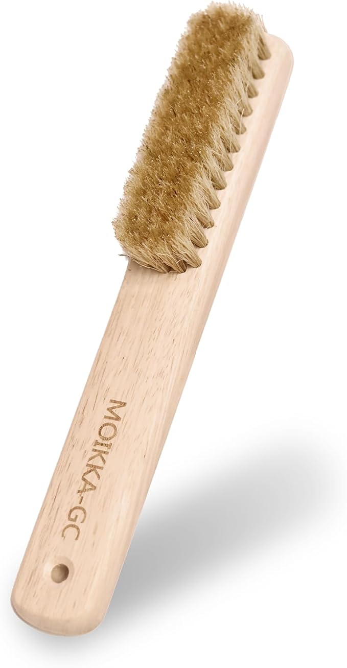 Wood Laundry Stain Brush with Boar Bristle, Tough Stain Remover for Delicate Fabric, Cotton, Linens, and Shoes, Laundry Scrub Brush for Fresh and Clean Fabric