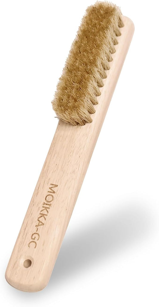 Wood Laundry Stain Brush with Boar Bristle, Tough Stain Remover for Delicate Fabric, Cotton, Linens, and Shoes, Laundry Scrub Brush for Fresh and Clean Fabric