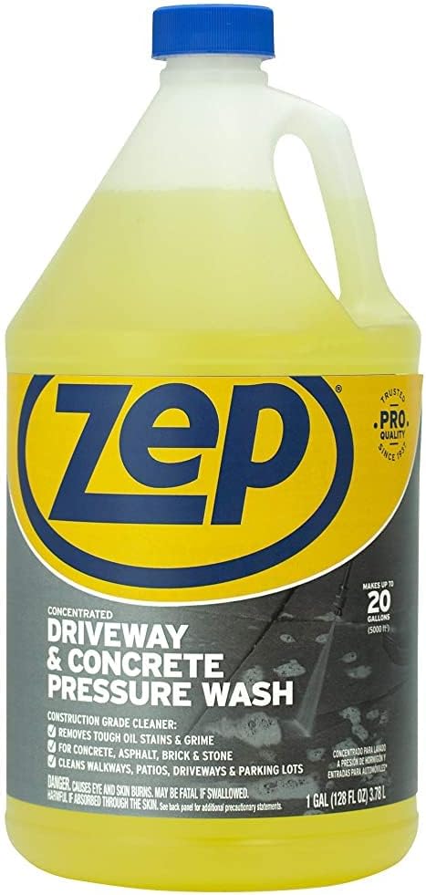 Zep Driveway and Concrete Pressure Wash Cleaner Concentrate - 1 Gal (Case of 4) - ZUBMC128 - Removes Tough Oil Stains and Grime