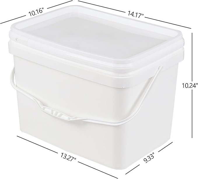 4-Pack 20 L/5 Gallon Food Grade Buckets with Lid, White Plastic Pails with Handle