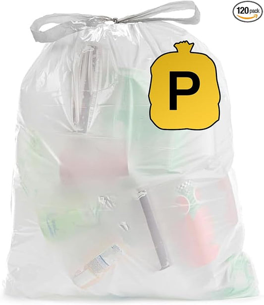 Ultrasac 13 Gallon 1.2 MIL White Drawstring Trash Bags - 24.25" x 31.5" - Pack of 120 - Fits simplehuman P