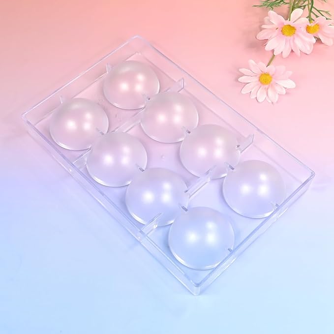TUKE Semi-Sphere Chocolate Mold Polycarbonate Hemisphere Mold for Chocolate Making, Candy, Baking, Ice Cube, Soap 2.36inch Diameter (D_Semi-Circle)