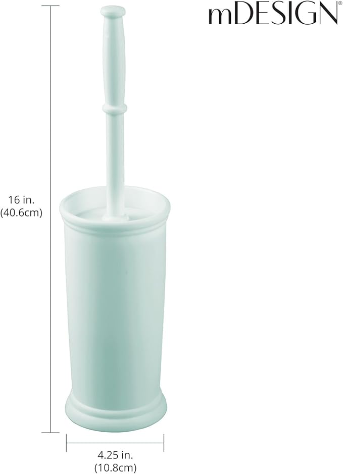 mDesign Toilet Bowl Brush and Holder - Covered Bathroom Toilet Brush - Standing Toilet Bowl Scrubber in Modern Holder - Space Saving, Deep Cleaning Brush for Toilet - Hyde Collection - Mint Green