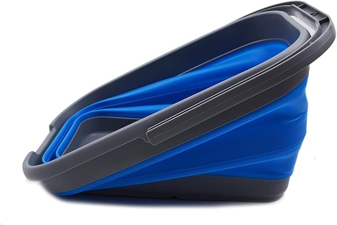 SAMMART 12L (3.1 Gallon) Collapsible Rectangular Handy Bucket (1, Dark Grey/Blue)