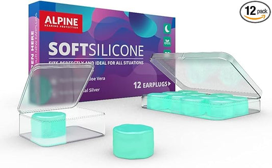 Alpine SoftSilicone - Moldable Silicone Ear Plugs - 28dB - Noise Reducing Earplugs for Sleeping, Swimming, & Concentrating - Comfortable Snoring Solution - 12 Pack