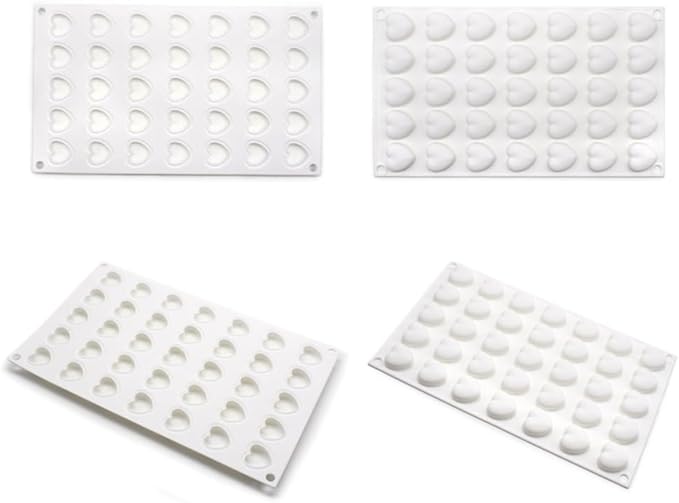 Mini 35 holes Heart Shape Silicone Mold For Candy Chocolate Cake Mould Baking DIY Ice Tray Food Safe Kitchen Accessiories (Lover Heart B_11.76x6.88x0.56 inch)