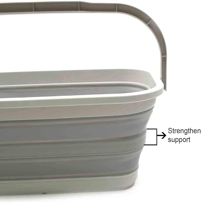SAMMART 11.6L (3.06 Gallon) Collapsible Rectangular Handy Basket/Bucket (Grey, 1)