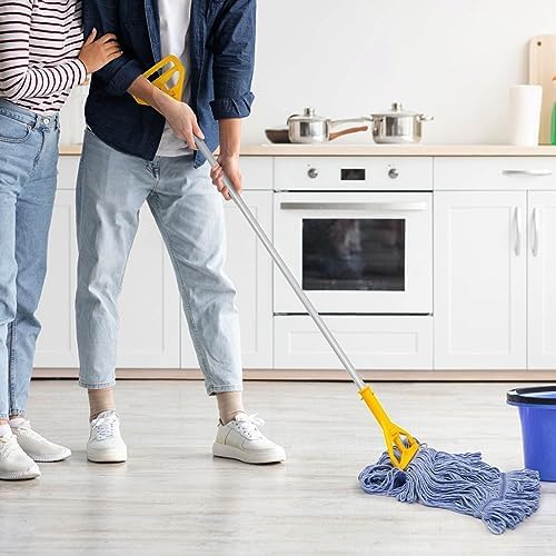 6 Pcs Heavy Duty Commercial Mop Relacement Heads,Wet Industrial Blue Cotton Looped End String Head Refills-General Cleaning Mop Heavy Duty Refill Head,Highly Absorbent,Blue String Cotton Mop Head