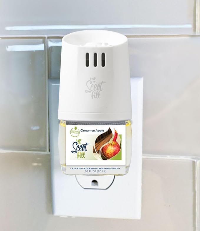 Scent Fill Cinnamon Apple Plug in Air Freshener, Scented Oil Refills, 2 Refills + Diffuser