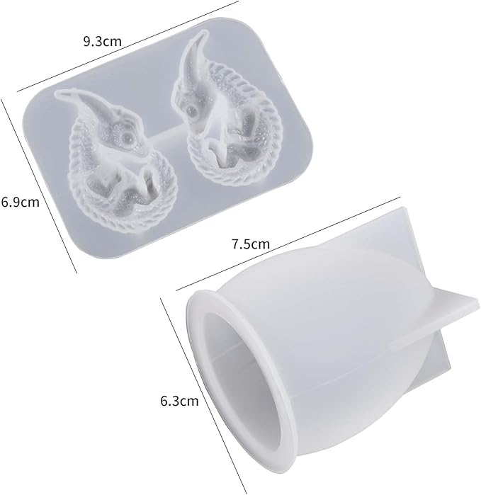 2 Pack Dragon Egg Mold - Dinosaur Silicone Mold for Resin, Candle, Easter Egg, Animal, Cartoon, Candles