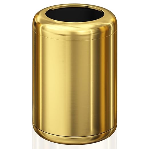 2.1 Gallon Small Gold Bathroom Trash Can, Antique Brass Garbage Can, Brass Waste Paper Basket, for Bathroom Bedroom Office Hotel Kitchen (235 Gold)