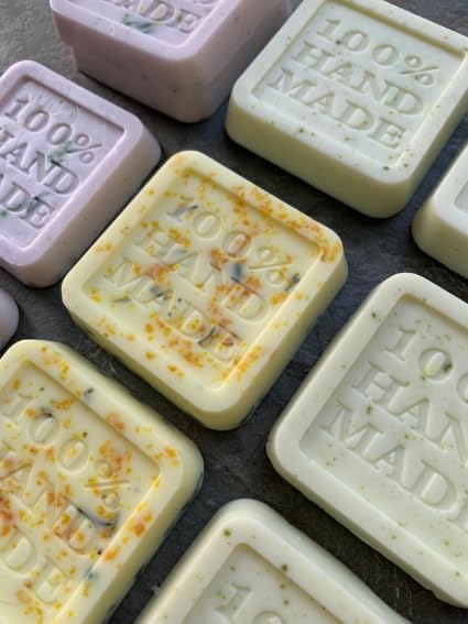 (30-Pack) DIY Handmade Soap Molds, Baking Molds, Cupcake Liners - 100% Handmade Square Silicone - - Microwave, Oven, Refrigerator, Freezer and Dishwasher Safe for Homemade Craft(Purple, Pink, Blue)