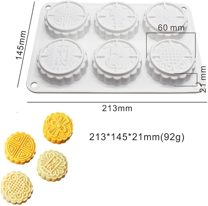 6 Flower Silicone Cake Mold Handmake DIY Bread Mould Silicone Moulds For Cake Mooncake Mold Cake Tools (Mooncake O_8.52 X5.8 X0.84 inch)
