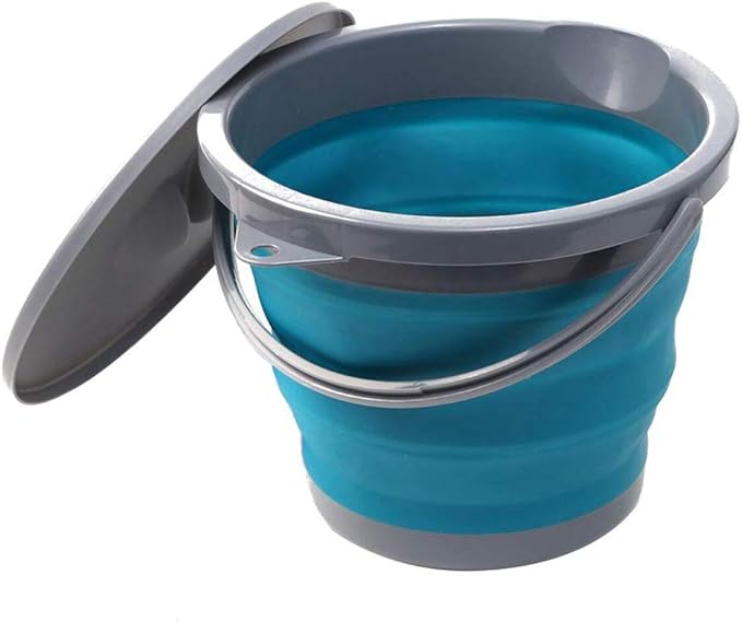 Ahyuan Collapsible Water Bucket with Locking Lid Multifunction Foldable Round Tub Water Pot Portable Water Pail Space Saving Water Container for RV, Camping, Marine, Outdoor Activities and Home (Blue)