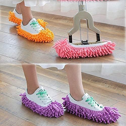 5 Pairs (10 Pieces) Multi-Function Dust Duster Mop Slippers Shoes Cover, Soft Washable Reusable Microfiber Foot Socks Floor Cleaning Tools Shoe Cover
