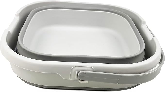 SAMMART 9.5L (2.5 Gallon) Collapsible Rectangular Handy Basket/Bucket (Grey)