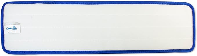 CleanAide Twist Yarn Microfiber Flat Mop Pad with Scrub Strips, Reusable Washable Wet & Dry for Dust, Dirt & Grime, Extra Absorbent, Hook and Loop Backing, Fits Standard 24 Inch Frames, Blue