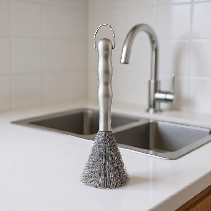 Kitchen Stainless Steel Deep Cleaning Brush, One-Piece Molding Process, Hands-Free Cleaning, Suitable for Frying Pans, Plates, Bowls, 10 Inches