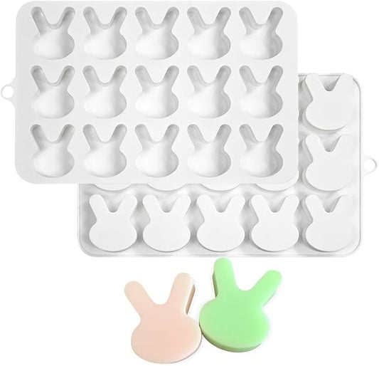 TUKE 15-Cavity Rabbit Candy Silicone Molds Chocolate Truffles Mold,Whiskey Ice Cube Tray,Grid Fondant Mould,Hard Candy Mold Pralines Gummy Jelly Mold (Rabbit H)