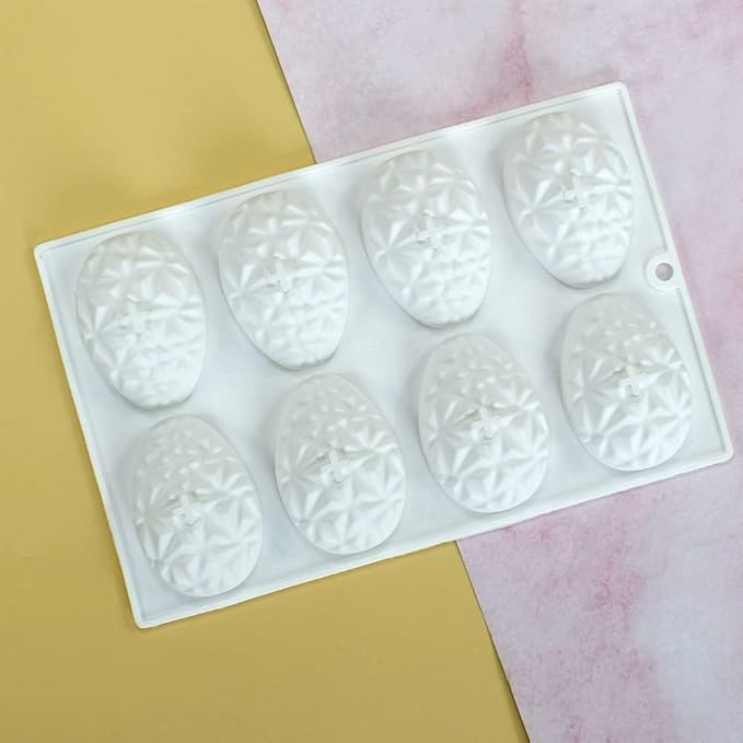 mostsom Easter Egg Shaped Silicone Cake Mold 8-Cavity Non-Stick Chocolate Cook Trays for DIY Candy Chocolate Jelly Fondant Making (Easter Egg F)