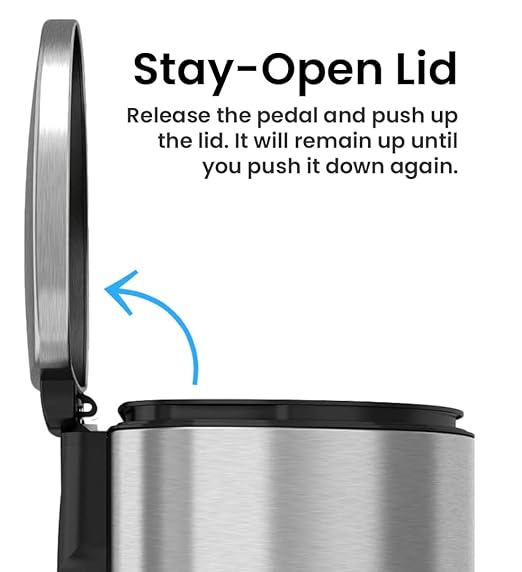 iTouchless SoftStep 13.2 Gallon Step Trash Can with Odor Filter, Stainless Steel 50 Liter Space-Saving Pedal Garbage Recycle Bin for Kitchen, Home, Office, Silent and Gentle Open, Semi-Round