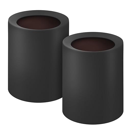 2 Pack Round Modern Trash Can Bedroom, 3Gal/12L Bathroom Trash Can Hidden Bag, Open Top Trash Bin Round Plastic, Minimalist Black Garbage Can with Inner Bucket (with 2 Handles) for Kitchen Office