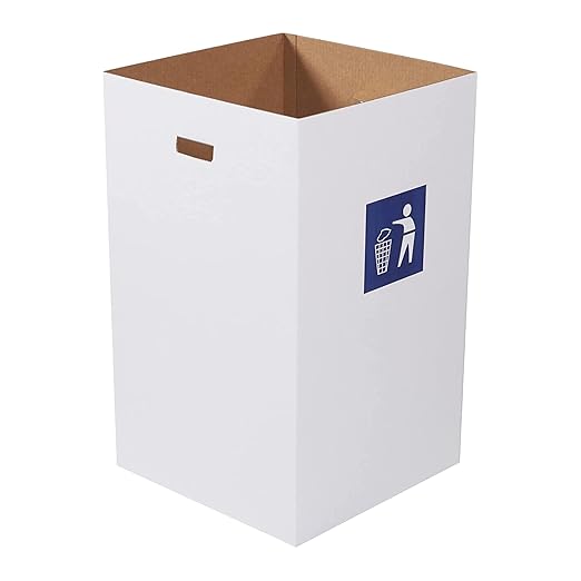 BOX USA Cardboard Trash Cans and Recycling Bins, 40 Gallon 18"L x 18"W x 30"H (10-Pack) Reusable or Disposable Pop Up Garbage Boxes Container for Party, Parties, Recycle, Outdoor Events, Heavy Duty, Waste