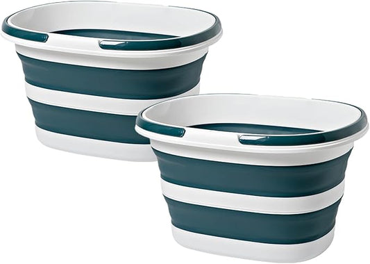 Upgraded 16L Collapsible Bucket (2-Pack) - Lightweight & Portable Water Buckets for House Cleaning, Camping, and Storage - Space-Saving & Multi-Use (Blue)