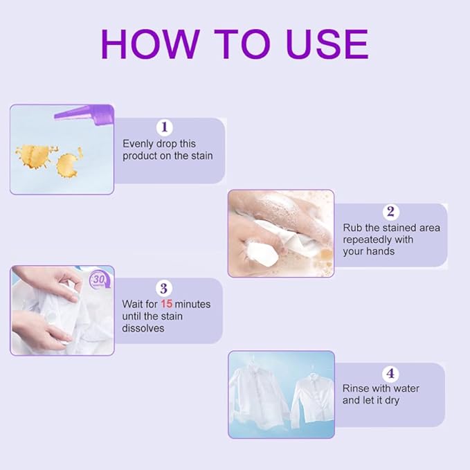 Clothes Oil Stain Remover,Active Enzyme Clothing Stain Remover, Active Enzymatic Laundry Cleaning, active enzyme laundry stain remover, Stubborn Stains Cleaner (2PCS)