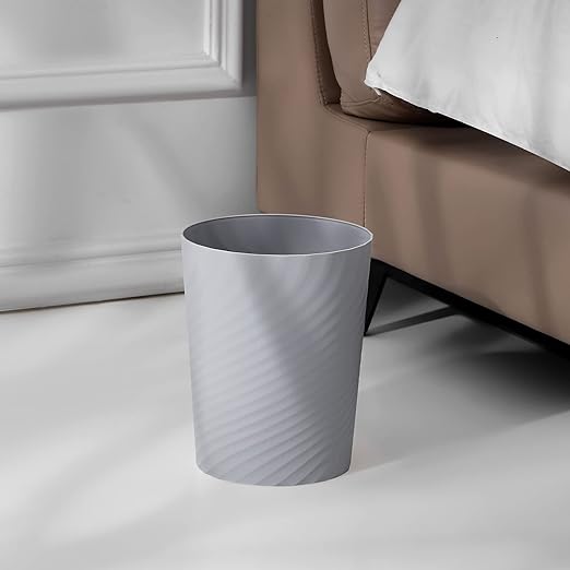 UUJOLY Bathroom Small Trash Can with Trash Bag Plastic Garbage Can Round Waste Basket for Bathrooms, Laundry Room, Kitchens, Offices, Kids Rooms, Dorms, 1.8 Gallons, 3 Pack (White Grey Black)