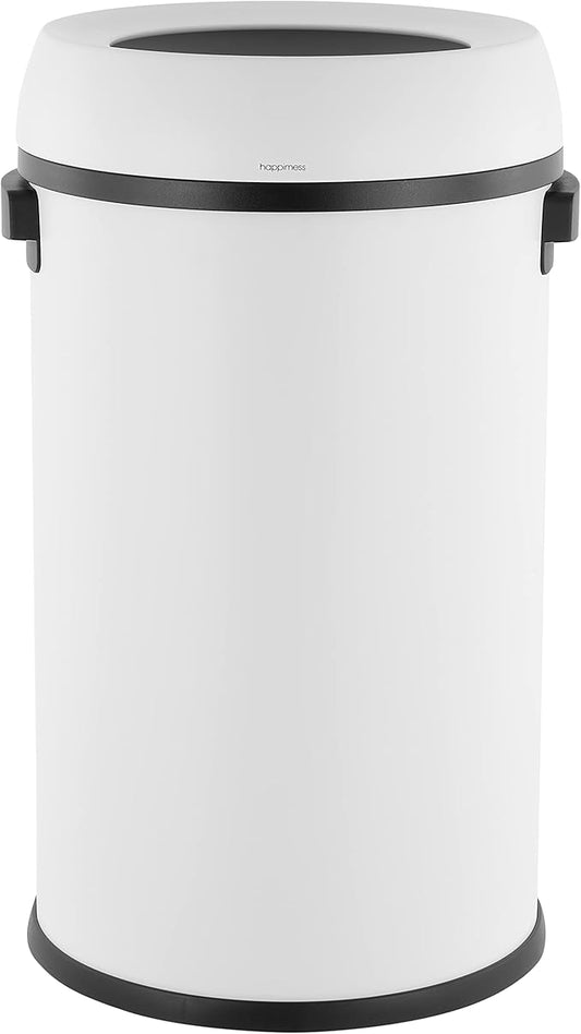 happimess HPM1015B 17.2-Gallon White Open-Top Trash Can with Soft-Close Lid, Modern, Minimalistic, Fingerprint Proof for Home, Kitchen, Laundry Room, Office, Bedroom, Bathroom