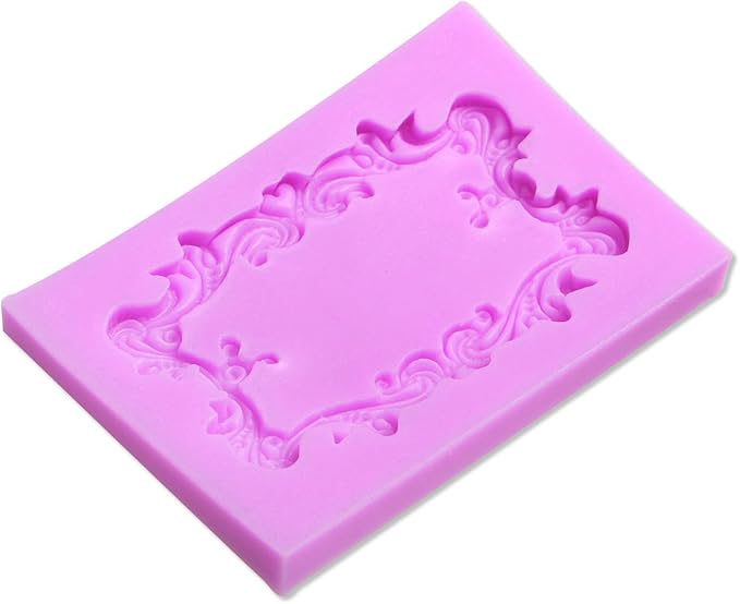 Vintage Frame Silicone Molds Baroque Photo Frame Chocolate Fondant Molds Decorative Oval and Rectangle Shapes, 4-Piece Set, Purple, for Cake Decorating Cupcake Topper Gum Paste Candy Polymer Clay