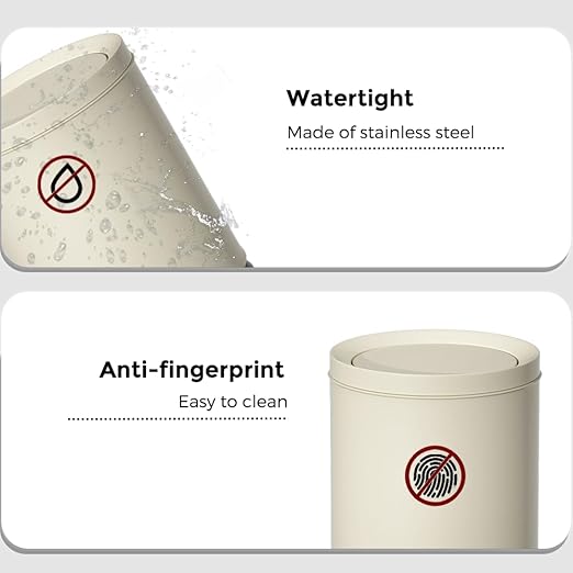 3.1GAL Metal Bathroom Garbage Can with Lid, Modern Garbage Can, Swing Lid,Double Bucket,Small Wastebasket for Bedroom,Living Room,Office,Bank,Hotel