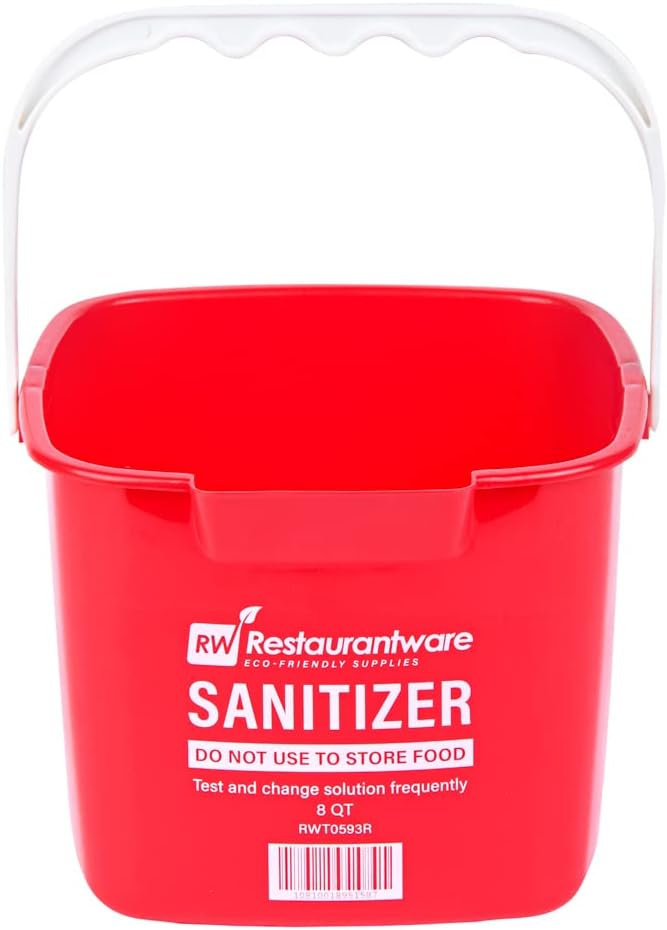Restaurantware RW Clean 8 Quart Cleaning Buckets 10 Detergent Square Bucket - With Measurements Built-In Spout And Handle Red Plastic Utility Buckets For Home Or Commercial Use