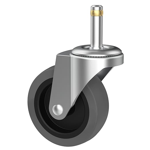 3-Inch Swivel Stem Caster for Rubbermaid Mop Bucket Utility Cart, 7/16-Inch Stem Diameter Rubber Wheel Set of 4, Heavy Duty TPR Weber Grills Shop Vac Replacement Wheels