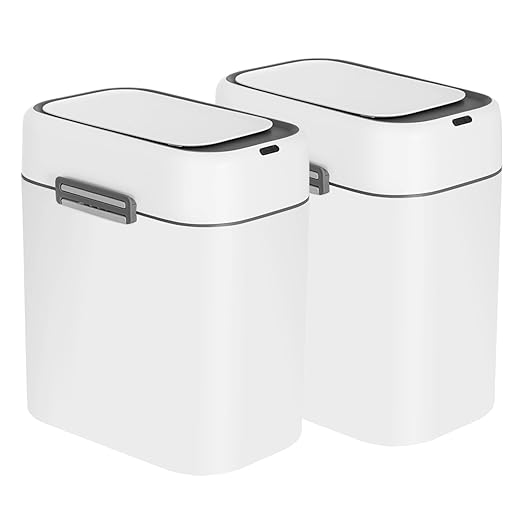 FDW Bathroom Trash Can with Lid, Small Touchless Garbage Bin, Automatic Motion Sensor Waste Bin, Waterproof 2.2 Gallon Slim Trash Can for Home, Office, Bedroom