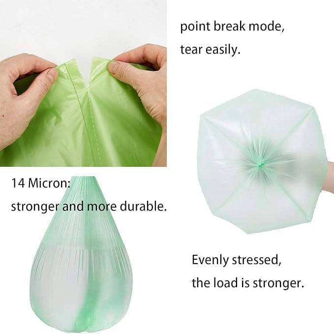 Compostable Trash Bags, 13 Gallon Green Compst Trash Bags for Home and Kitchen, 50L Capacity, 5 Pack, 80 Counts