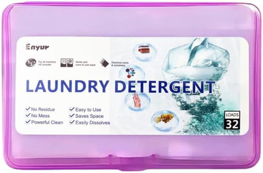 Laundry Detergent Sheets | Ultra-Portable | Travel Size | 32 Loads, 5-Second Dissolve | TSA-Approved & Eco-Friendly | 2X Stain Removal Tech | HE-Safe Detergent Sheets, Fresh Botanical Scent