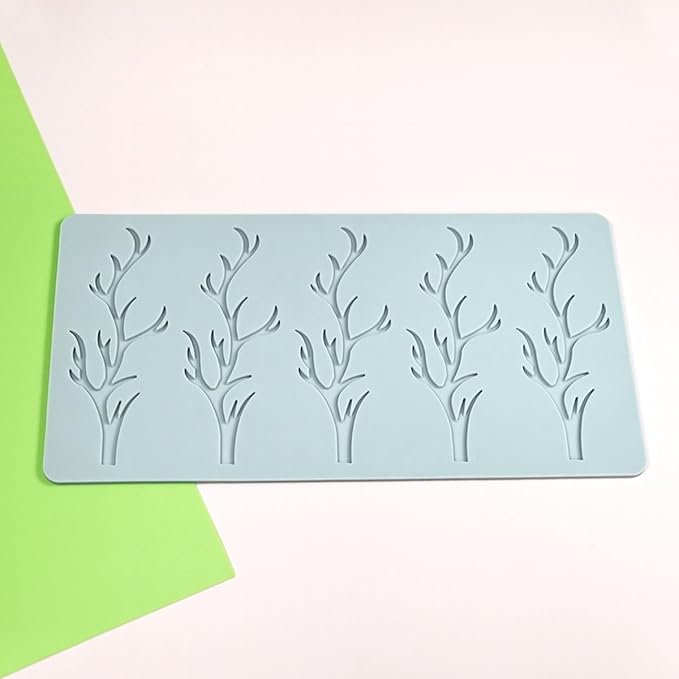 TUKE Tuile Mold 3D Branch Molds Silicone Tuile Fondant Molds Hollow Candy Lace Silicone Molds for Baking, Polymer Clay, Sugar Craft Dessert Cupcake Cake Decorating (Branch_9.52x4.92x0.12inch)
