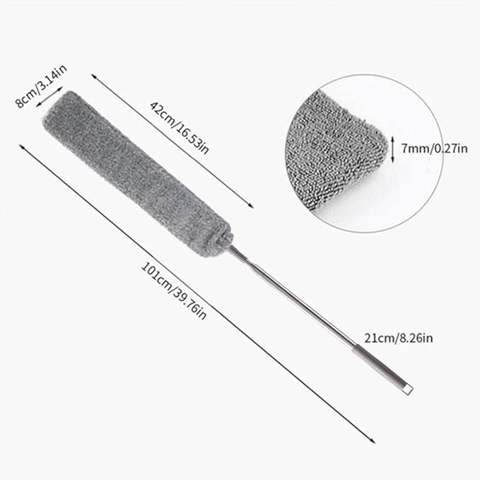 Emcgicc Retractable Gap Dust Cleaner, Microfiber Hand Duster, Under Fridge & Appliance Duster, Telescopic Dust Brush for Wet and Dry, Cleaning Tools for Home Bedroom Kitchen (55.2in, Grey)