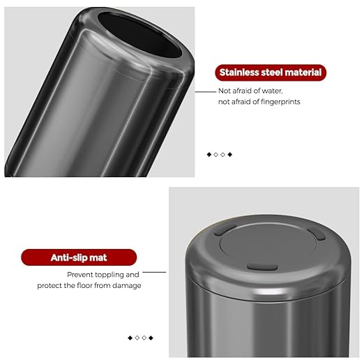 10L/2.6Gal Brushed Stainless Steel Trash can,Open Top Wastebasket Bin,Garbage Can for Bathroom,Living Room,Office,Kitchen,Bedroom,Hotel (Black Gold)