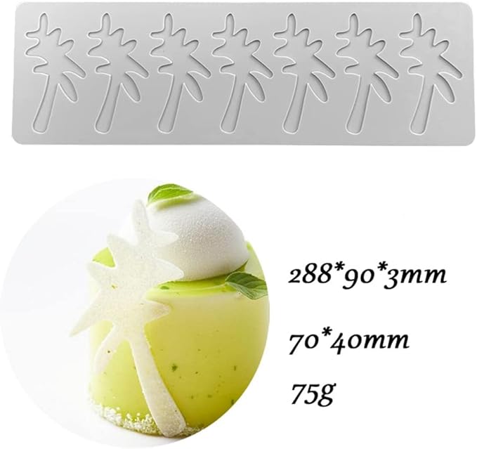 3D Hollow Leaf Fondant Lace Mold Multi Leaves Flower Candy Mold Chocolate Sugar Craft Cake Decoration Cupcake Top (C Coconut Tree_11.52 * 3.6 * 0.12inch)