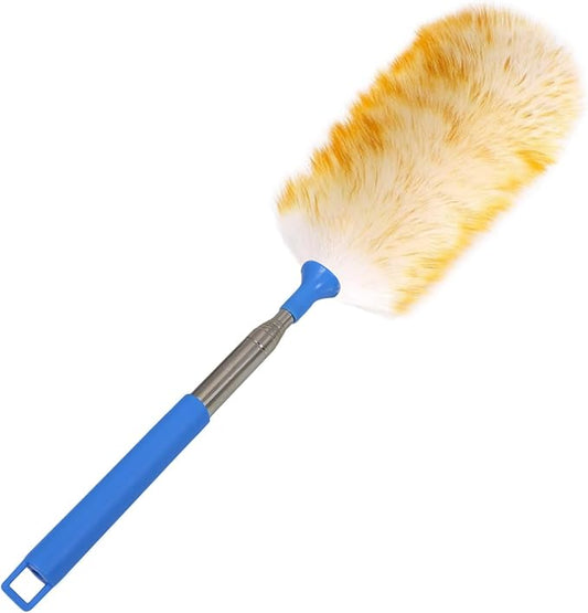 Wool Lambswool Extendable Cleaning Brush Duster 21.2-51.2in,Anti-Static with Stainless Steel Extension Pole,Comfortable Grips,for Office,Home,Car,Piano,Guitar and Other Stringed Instruments