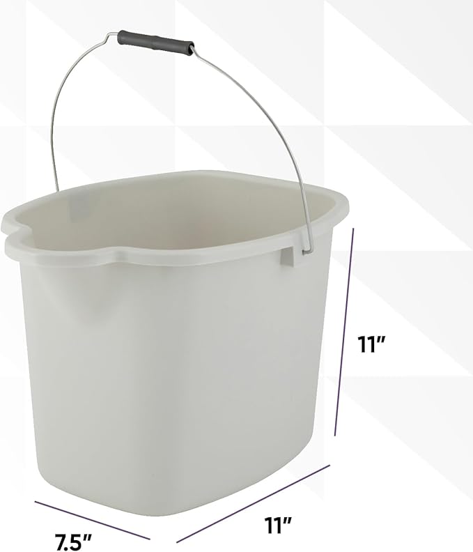 Mop Bucket for Cleaning - Car Wash Bucket with Metal Handle- 4.25 Gallon Bucket Grey Durable Plastic Pail for Fishing, Mopping, Cleaning -16 Liter Camping Buckets - Superio