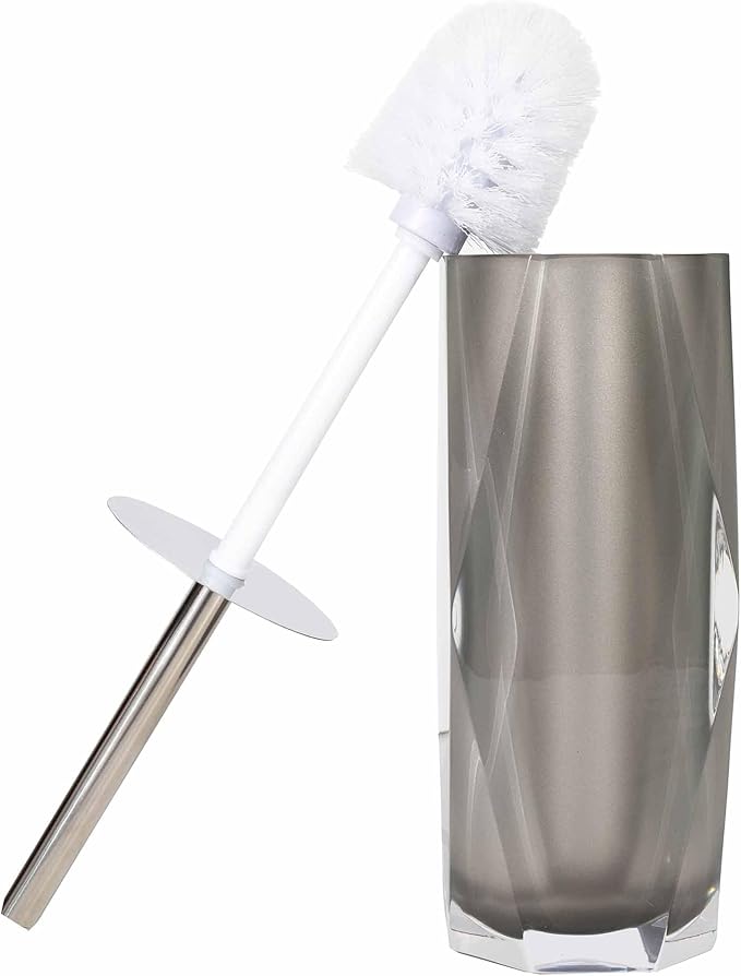 Faceted Toilet Brush, Cast Resin, Anti-Slip Pads, Sold Individually, Gray