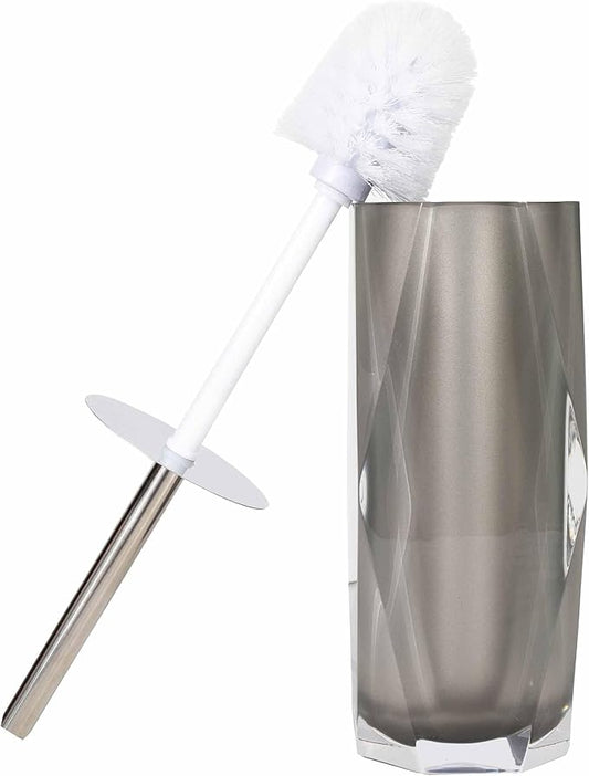 Faceted Toilet Brush, Cast Resin, Anti-Slip Pads, Sold Individually, Gray